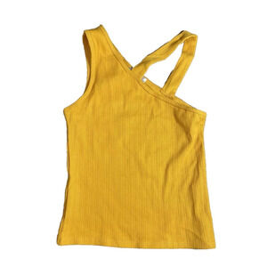 Line and Dot Stella Orange Ribbed Tank Asymmetrical Top Size XS
